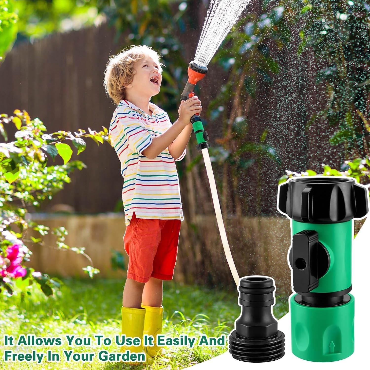 wantmatch Garden Hose Quick Connect Kit 3/4”GHT Female Quick Connectors with Val