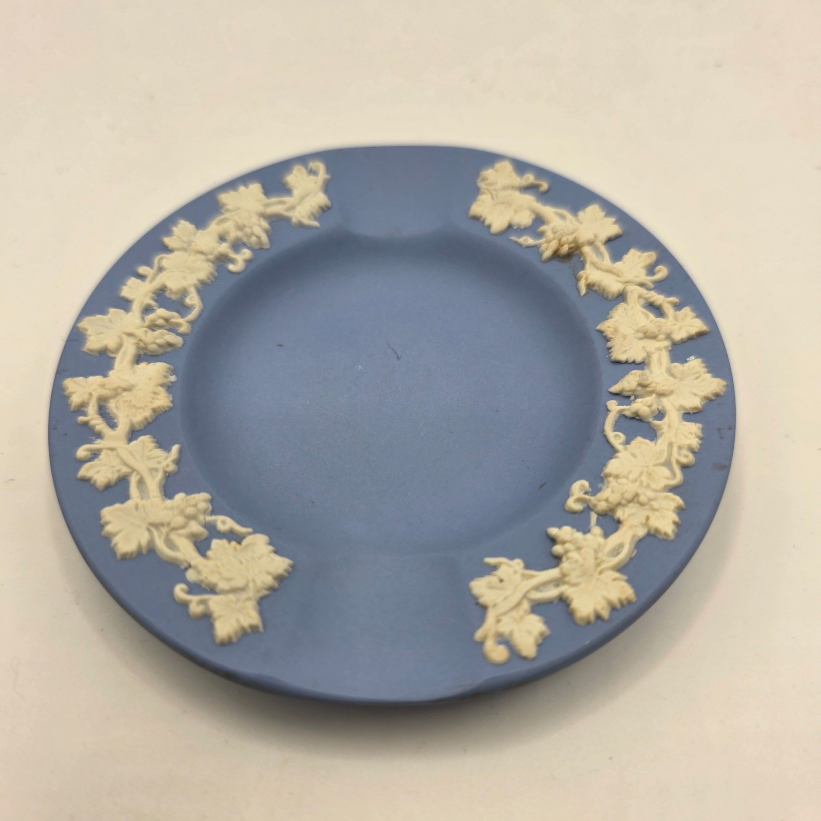 Wedgwood Blue Jasperware Grapevine Ashtray Trinket Dish Made in England Vintage