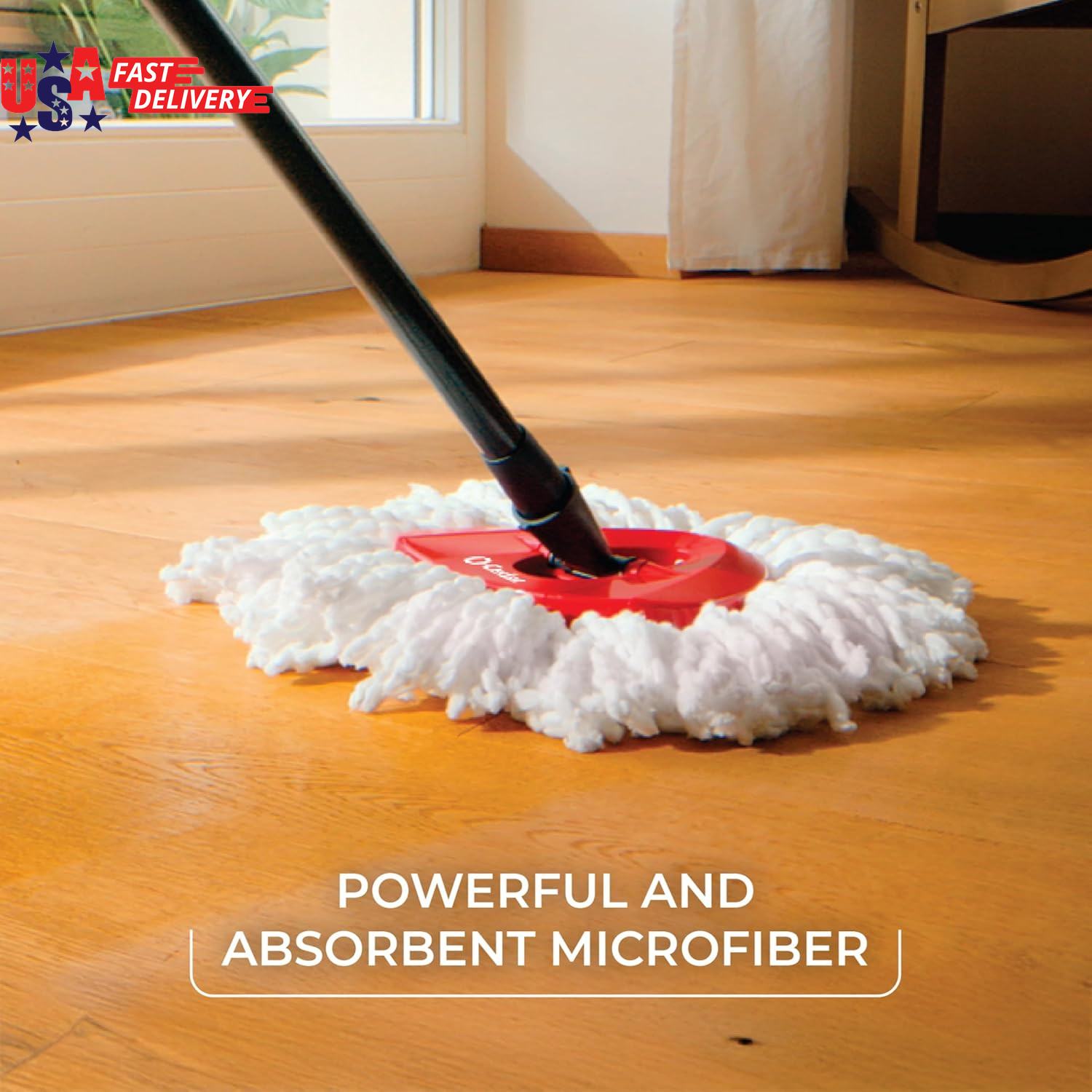 O-Cedar Easywring Microfiber Spin Mop, Bucket Floor Cleaning System, Red, Gray,