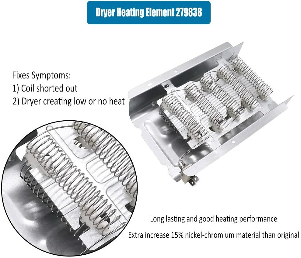 279838 Dryer Heating Element W10724237 AP3094254 3398064 Fit Whirlpool Kenmore