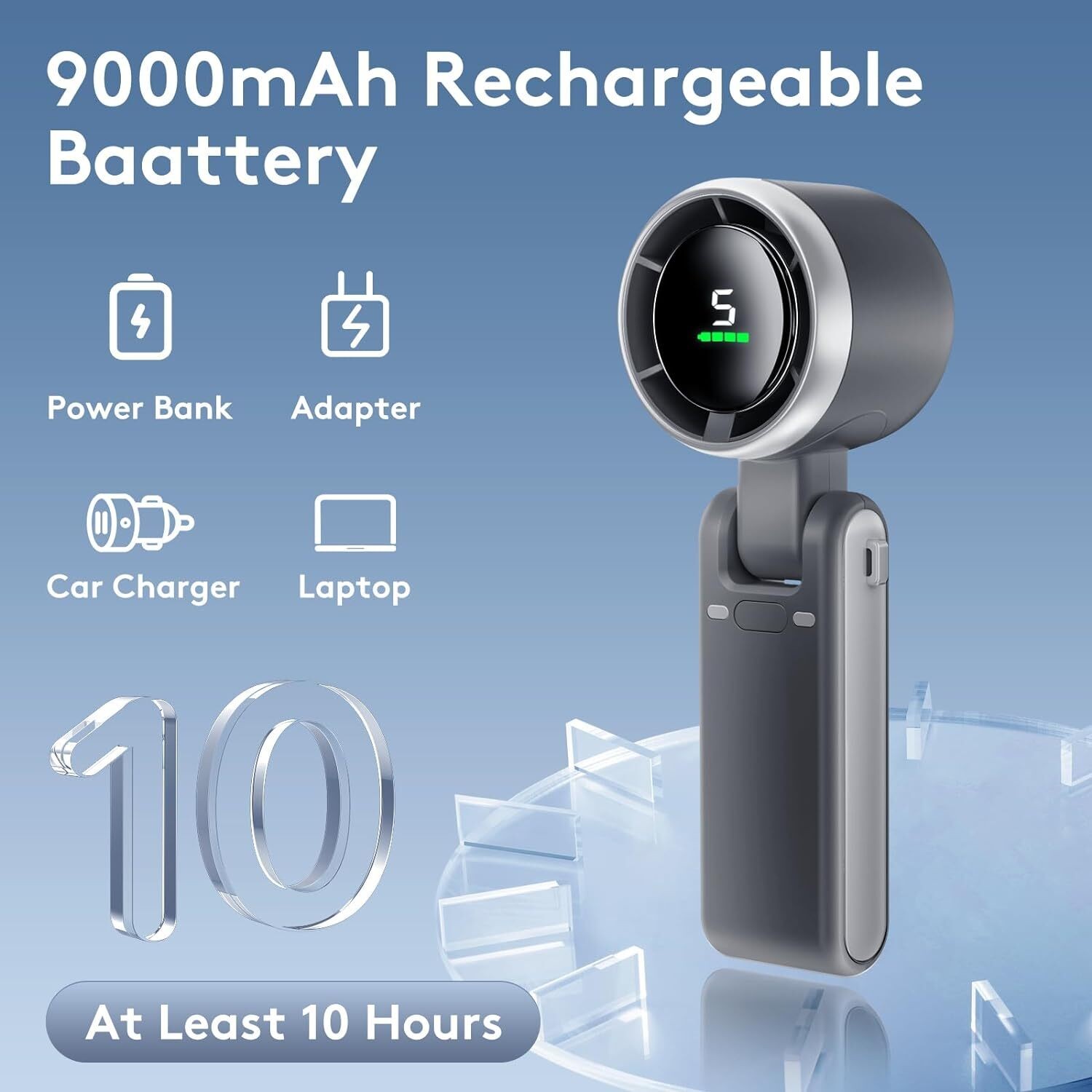 Mini Portable Handheld Turbo Fan Cooling Fan USB Rechargeable Up to 10 Hours