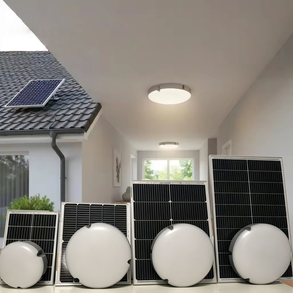 Solar LED Ceiling Light 3000K-6500K Dimmable For Hallway Corridor Garage Porch