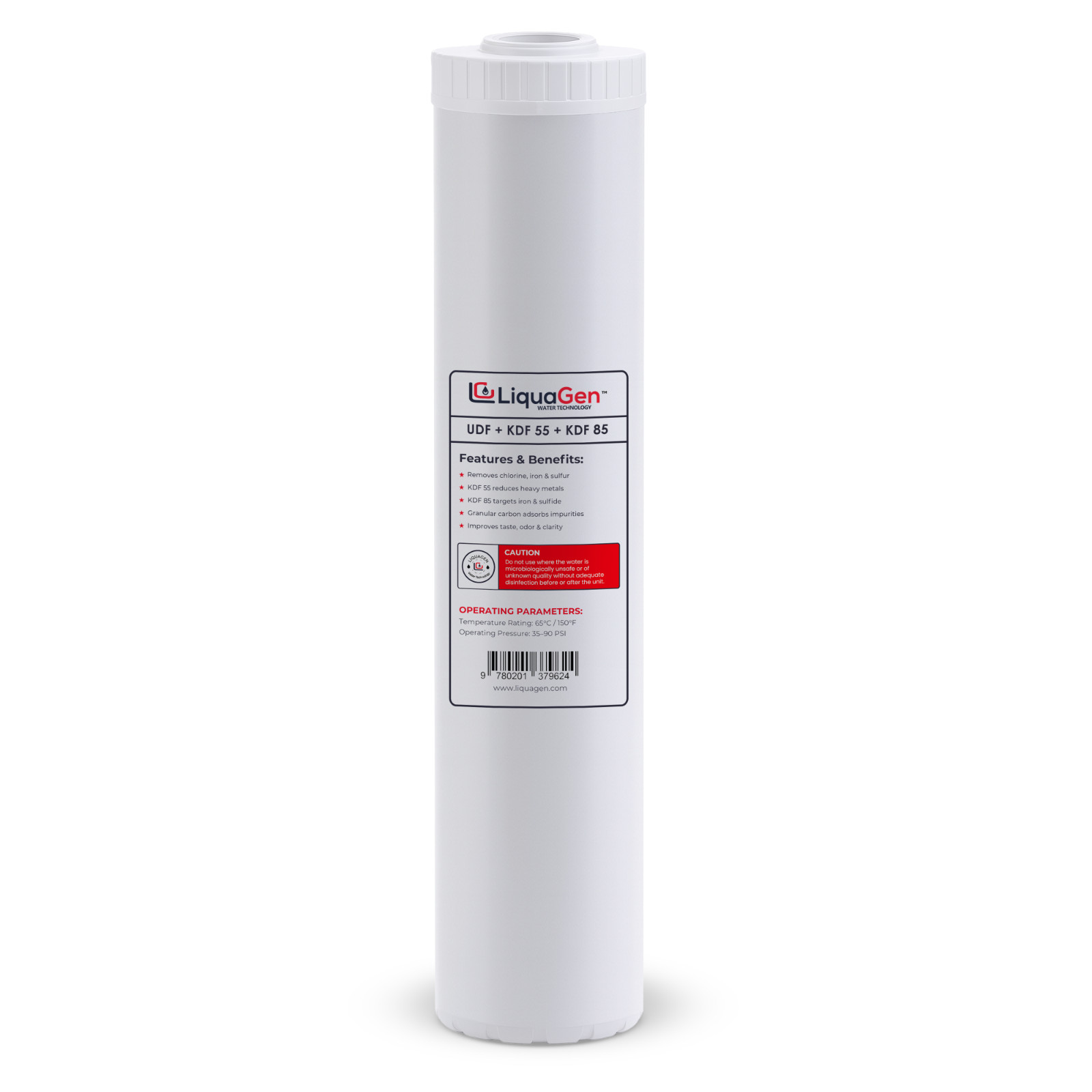 LiquaGen 4.5″ x 20″ GAC/UDF + KDF 55 + KDF 85 Filter Cartridge