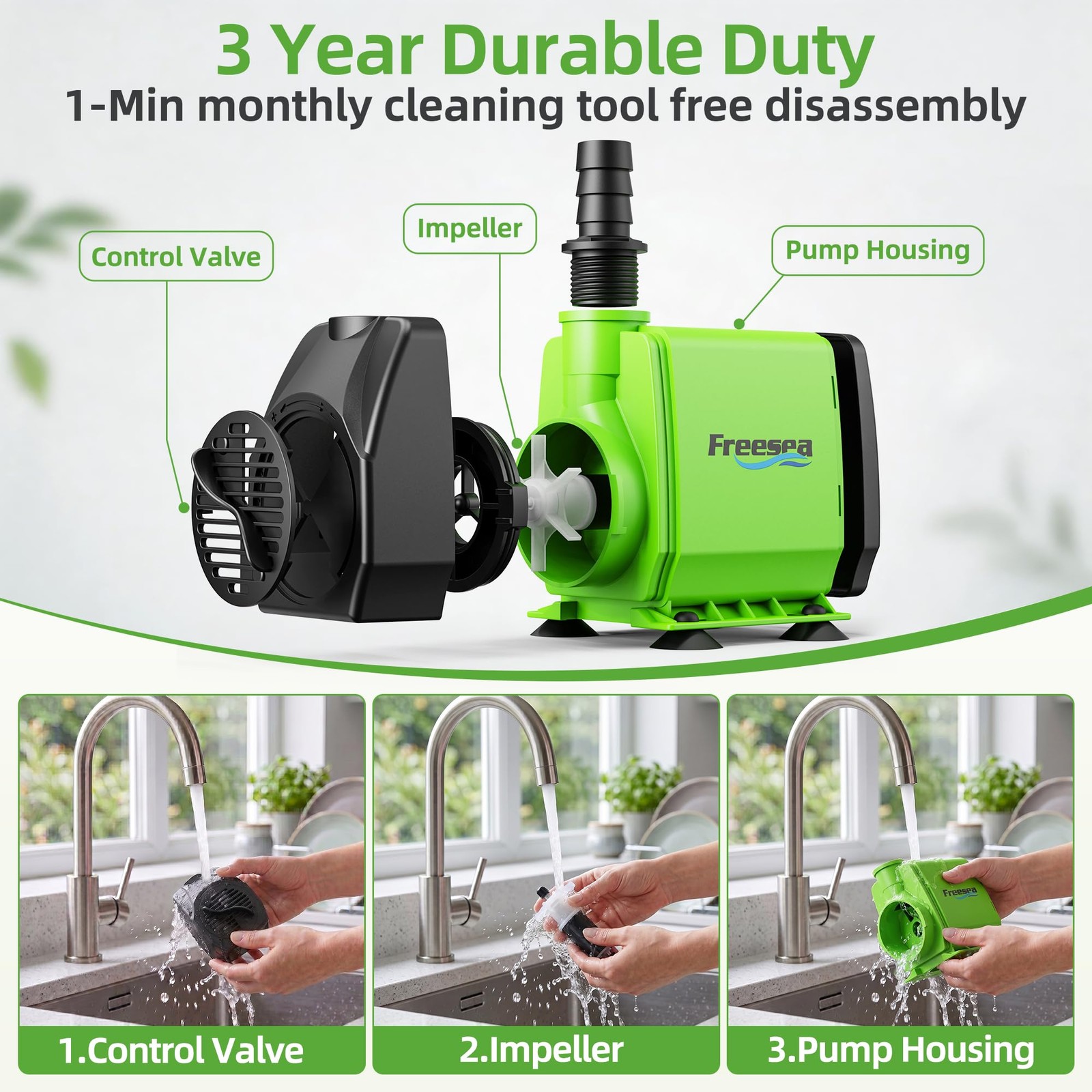 FREESEA 800GPH Small Pond Pump Circulate 500-1200 Gallon Pond In 1-2 Hours FS045