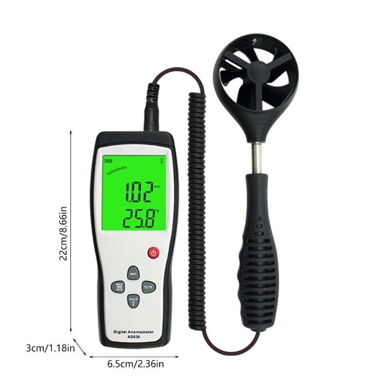 Digital Anemometer 0.3-45m/s Ranges LCD Display For HVAC Outdoor Industrial Use