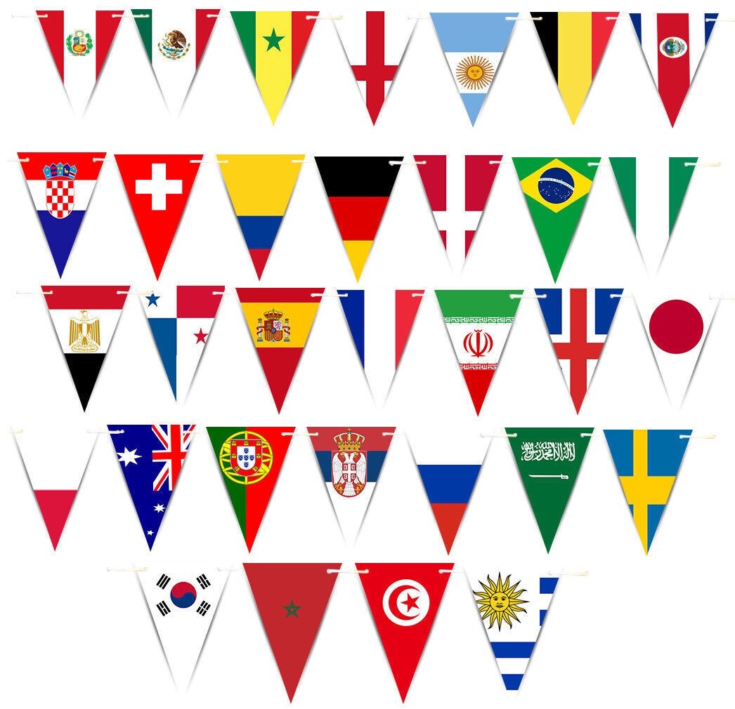 Premium Quality 40ft Flags Of The World Fabric Party Bunting Triangle Banner