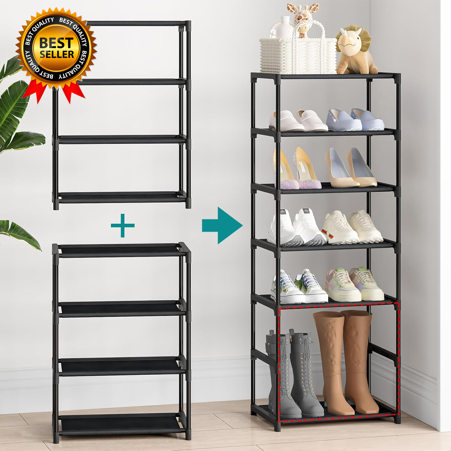 4 Tier Small Shoe Rack Narrow Stackable Kids Toddler Adult Shoe Storage Organize