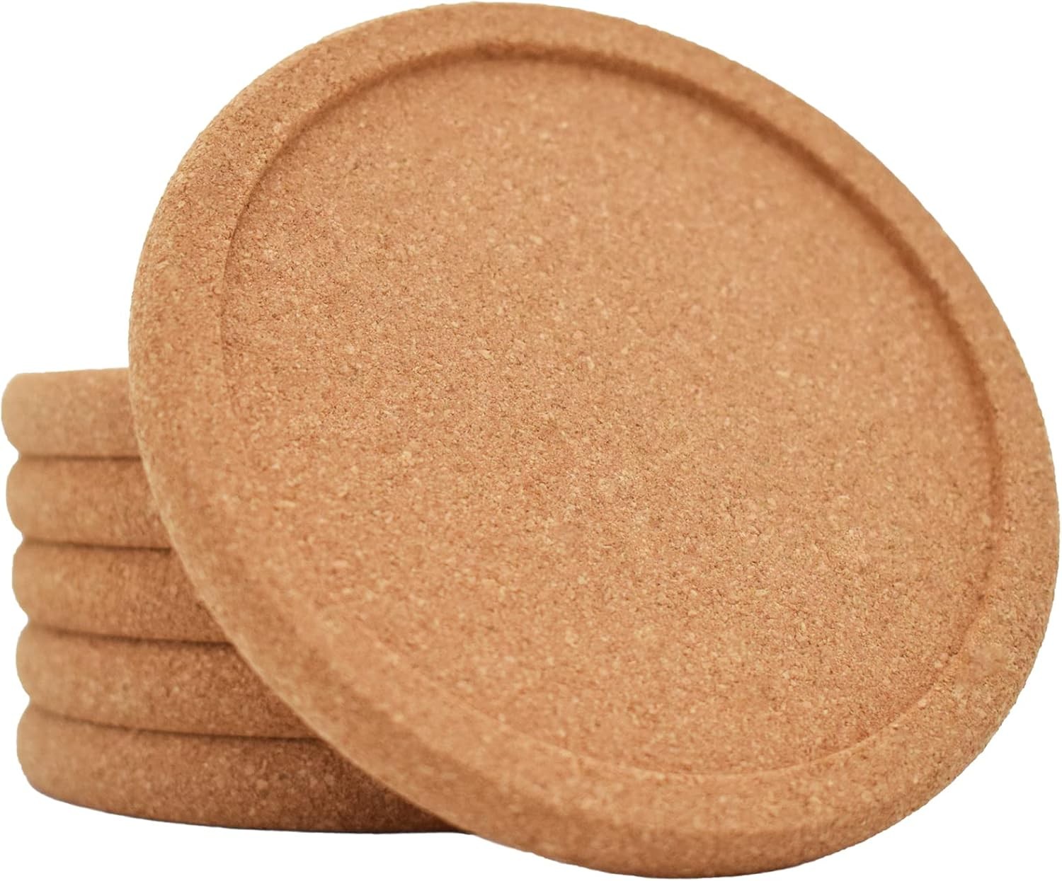 Cork Coasters for Drinks Absorbent – 6 Pcs 4 Inch Cork Coasters with Lip Heat