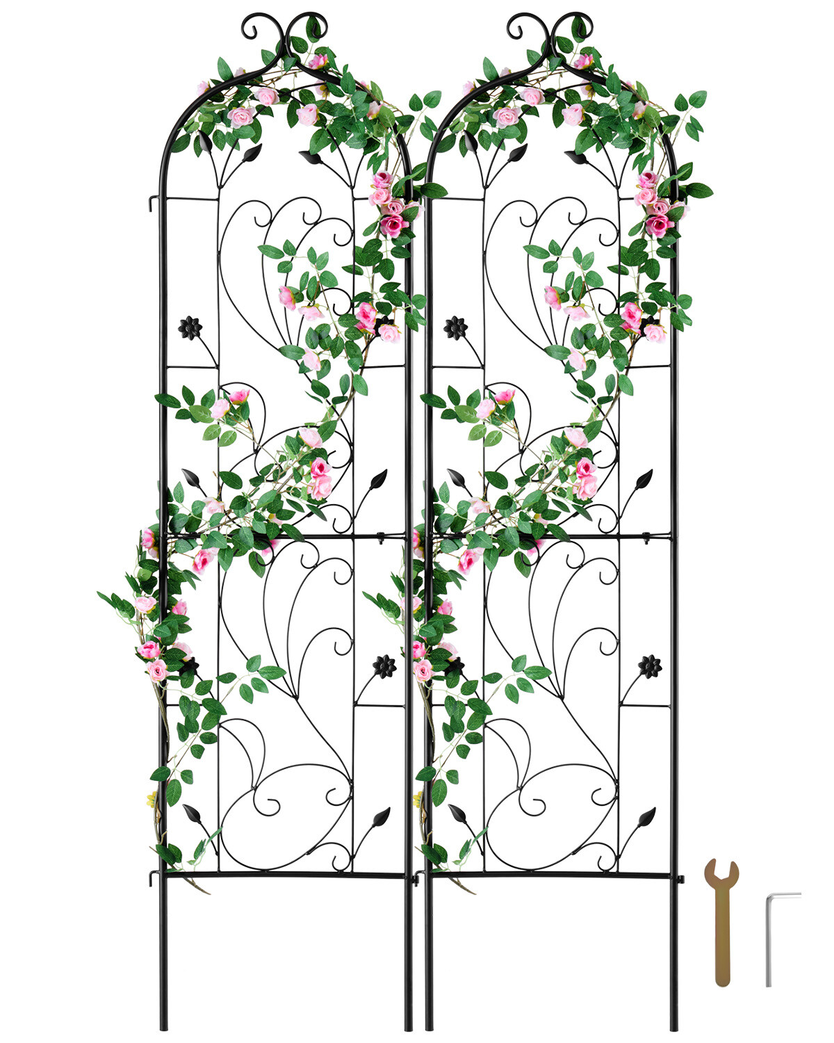 2 Packs Metal Garden Trellis 60″ x 15″ for Climbing Plant Support Rustproof
