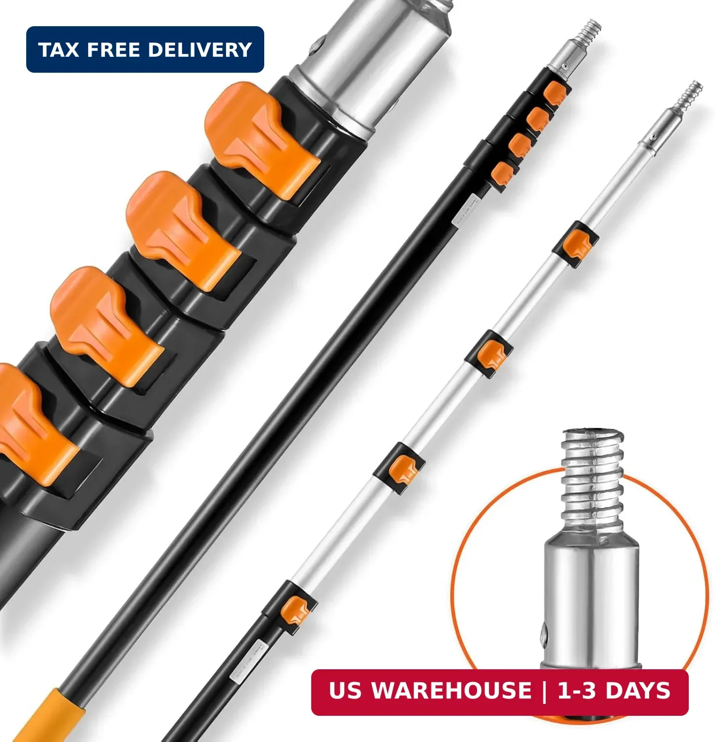 VEVOR Telescopic Extension Pole, 6-24 FT Multi-Purpose Extension Pole, Sturdy Al