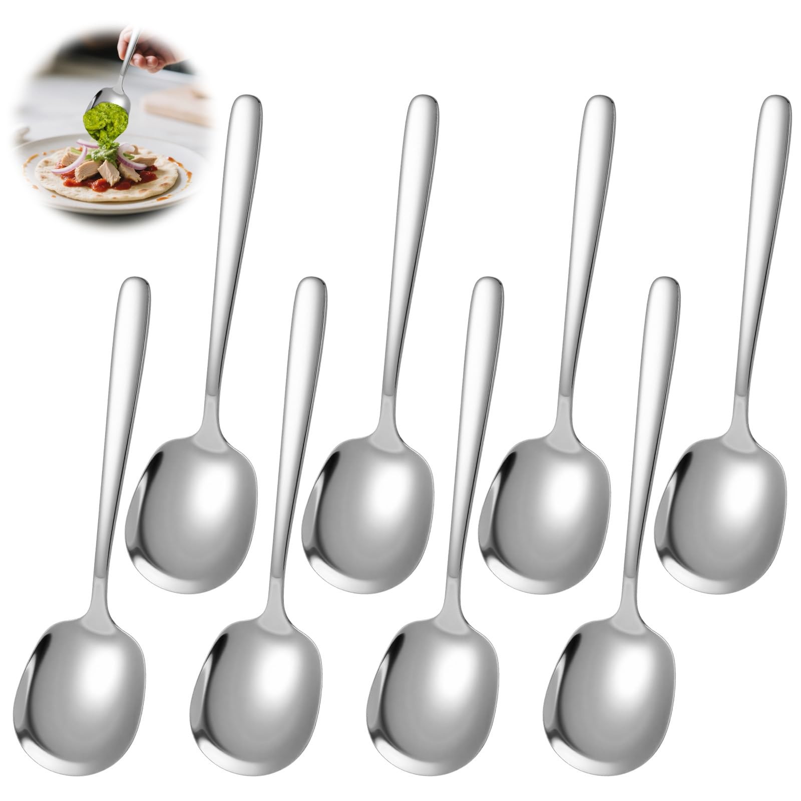 Juego de cucharas grandes para servir, 23 cm (9 pulgadas), acero inoxidable