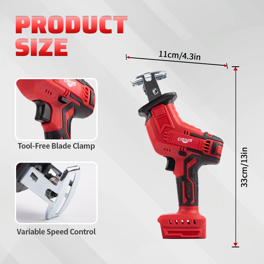 Cisivis 18V Cordless Reciprocating Saw – Compatibility Milwaukee M18 battery
