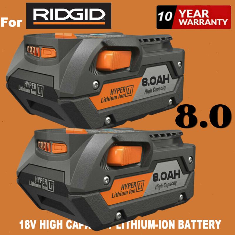 2PACK For Ridgid R840087 8.0Ah Lithium Battery /Charger Rigid 18Volt R840085