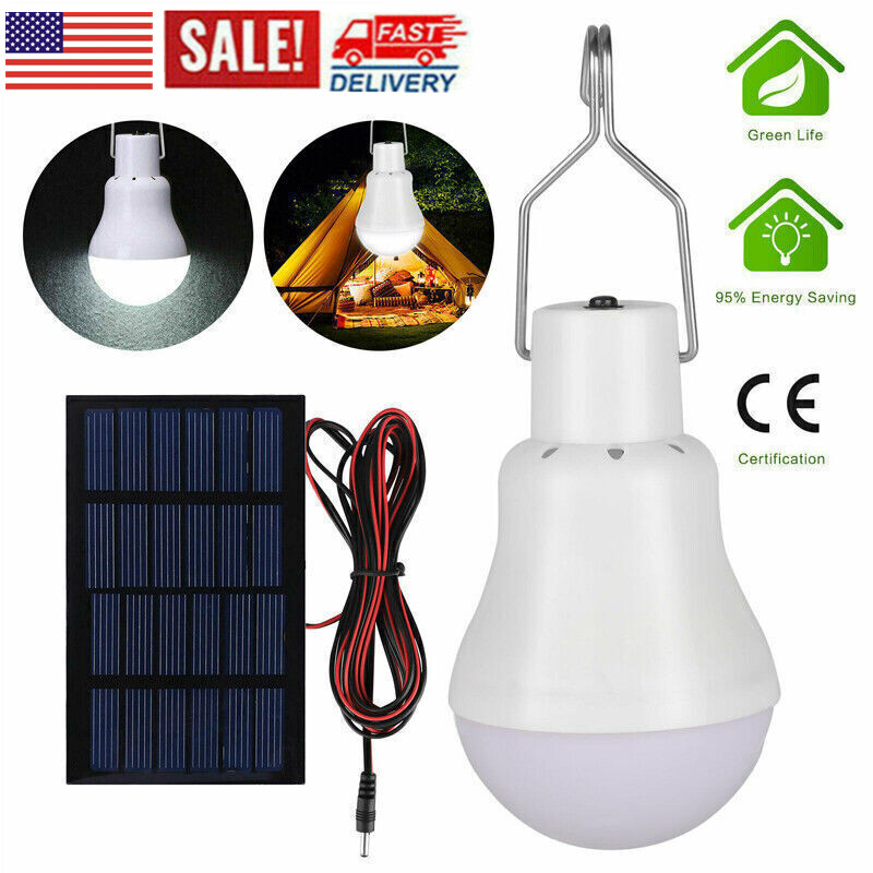 Solar Panel Powered 30W LED Lights Bulb Light Tent Lamp Yard Camping Out/Indoor