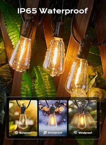 100FT LED String Lights Outdoor Patio Edison ST38 Shatterproof Waterproof