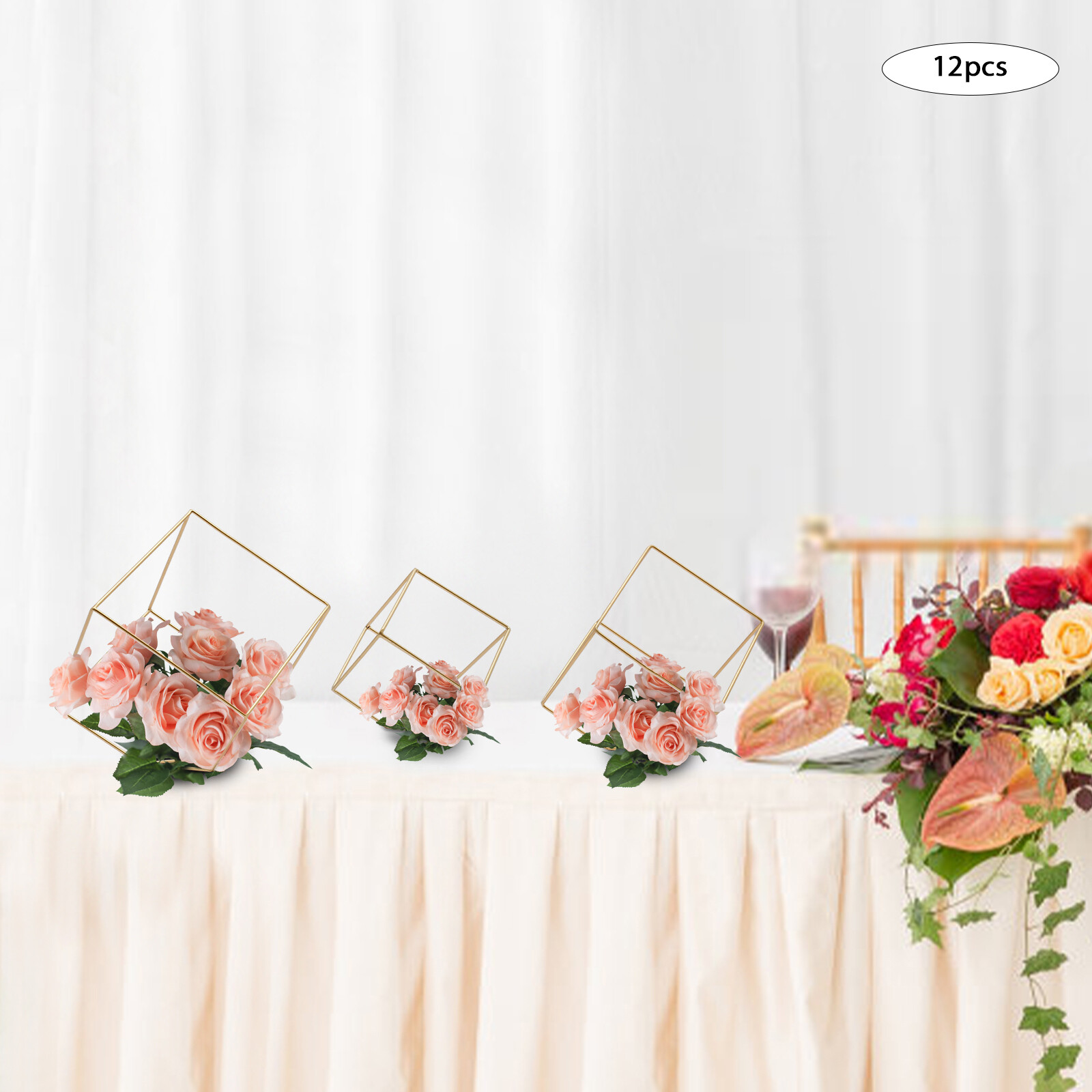 12Pcs Metal Geometric Flower Stand Elegant Gold Wedding Centerpieces Party Decor