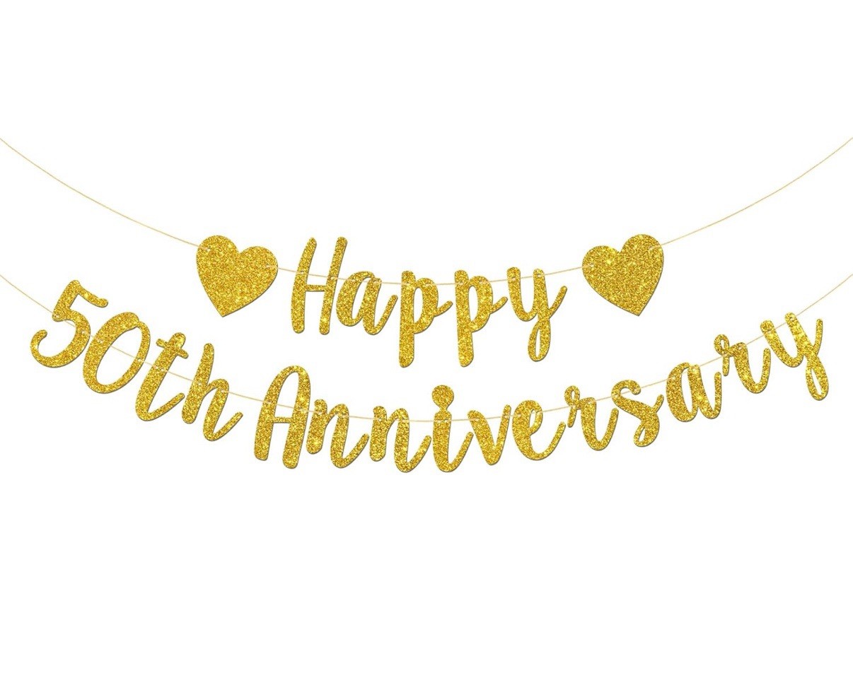 Happy 50th Anniversary Banner 50th Wedding / Anniversary Party Decorations Happy