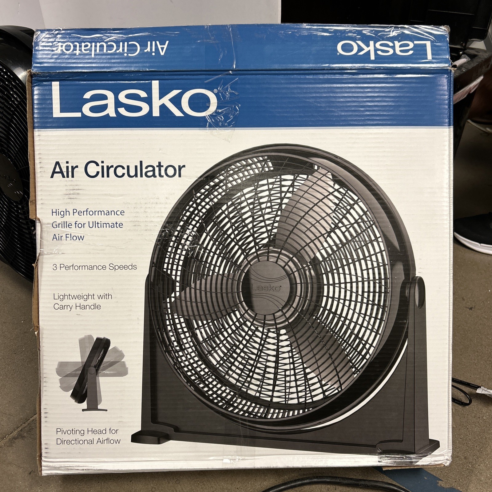 Lasko A20107 20 Inch Air Circulator Fan 3 Speed Floor Wall Mount Black