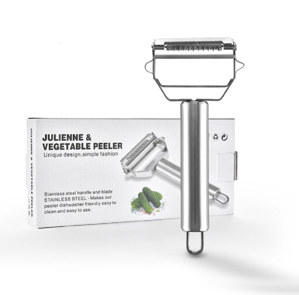 Stainless Steel Dual-Blade Vegetable Peeler & Julienne Slicer for Fruit & Veggie