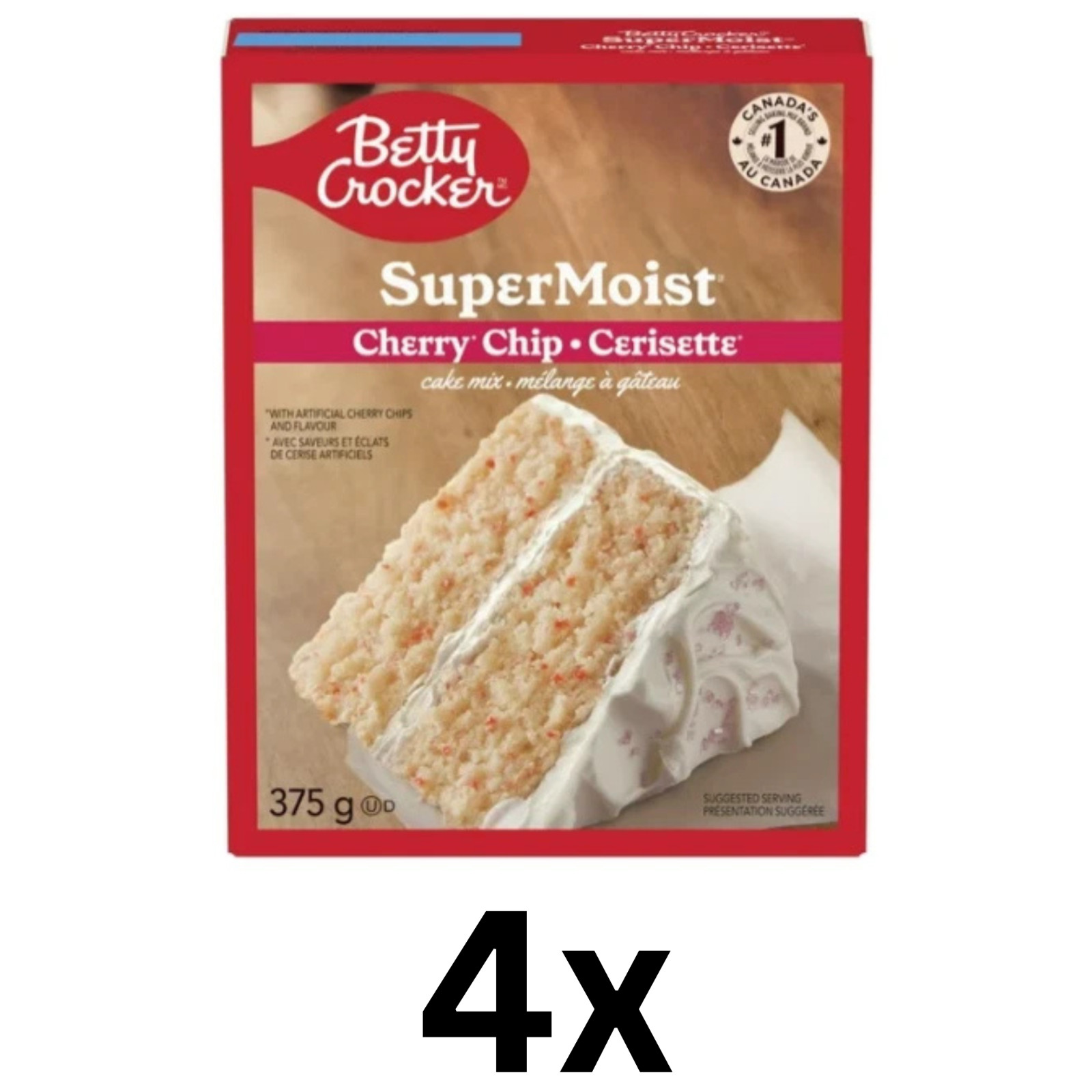 4 x Betty Crocker Super Moist Cherry Chip Cake Mix, 375g – FREE SHIPPING