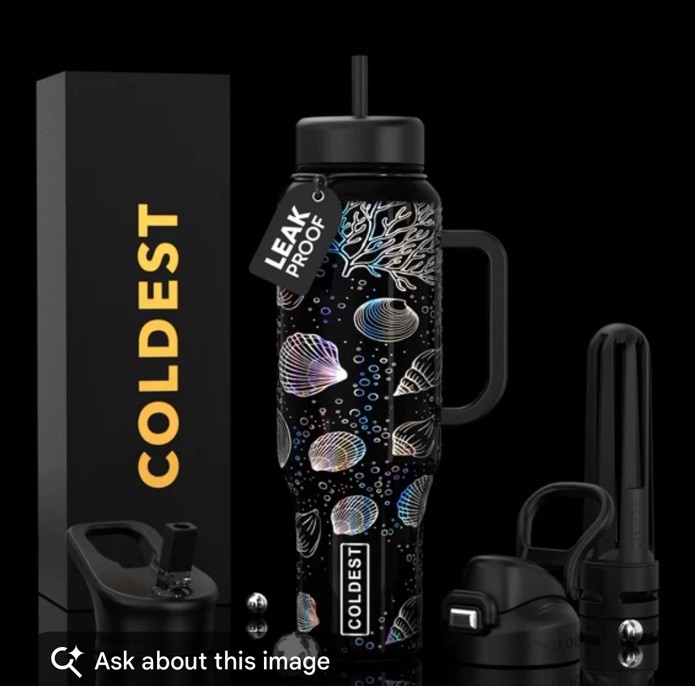 Coldest Moonlight Seashells 46oz Water Bottle Sold Out! NIB Stunning