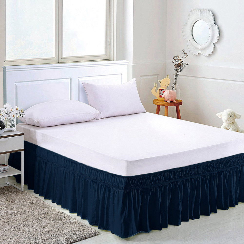 Wrap Around Bed Skirts Drop Solid Color Elastic Bed Skirt Queen King Full Dust
