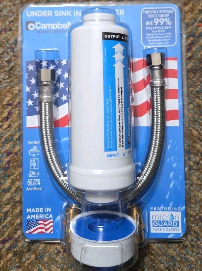Campbell Ultrafiltration Under Sink Inline Filter Kit, Made In USA