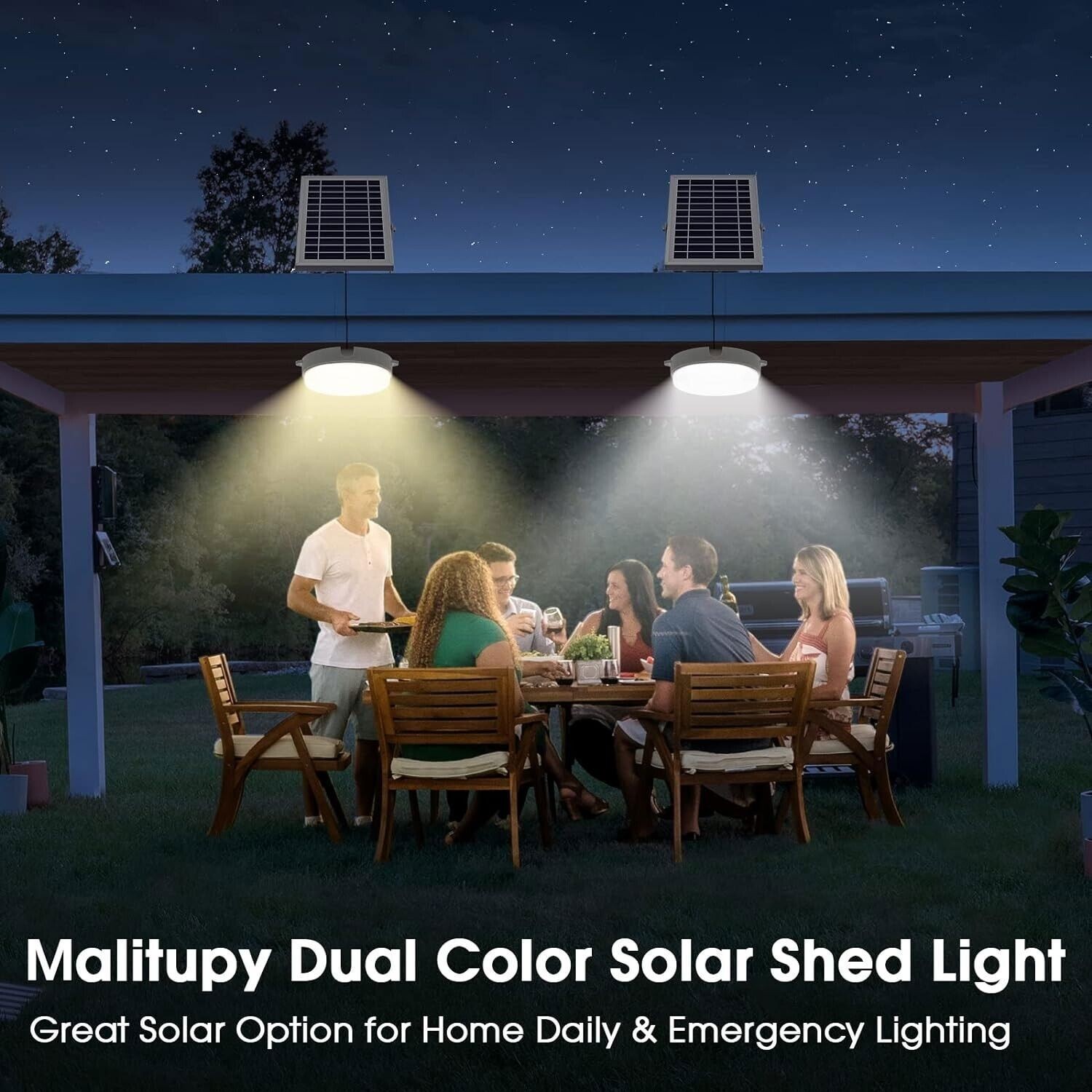 3X Ceiling Light Solar Panel Remote Control Pendant Lamp Indoor Corridor Garden
