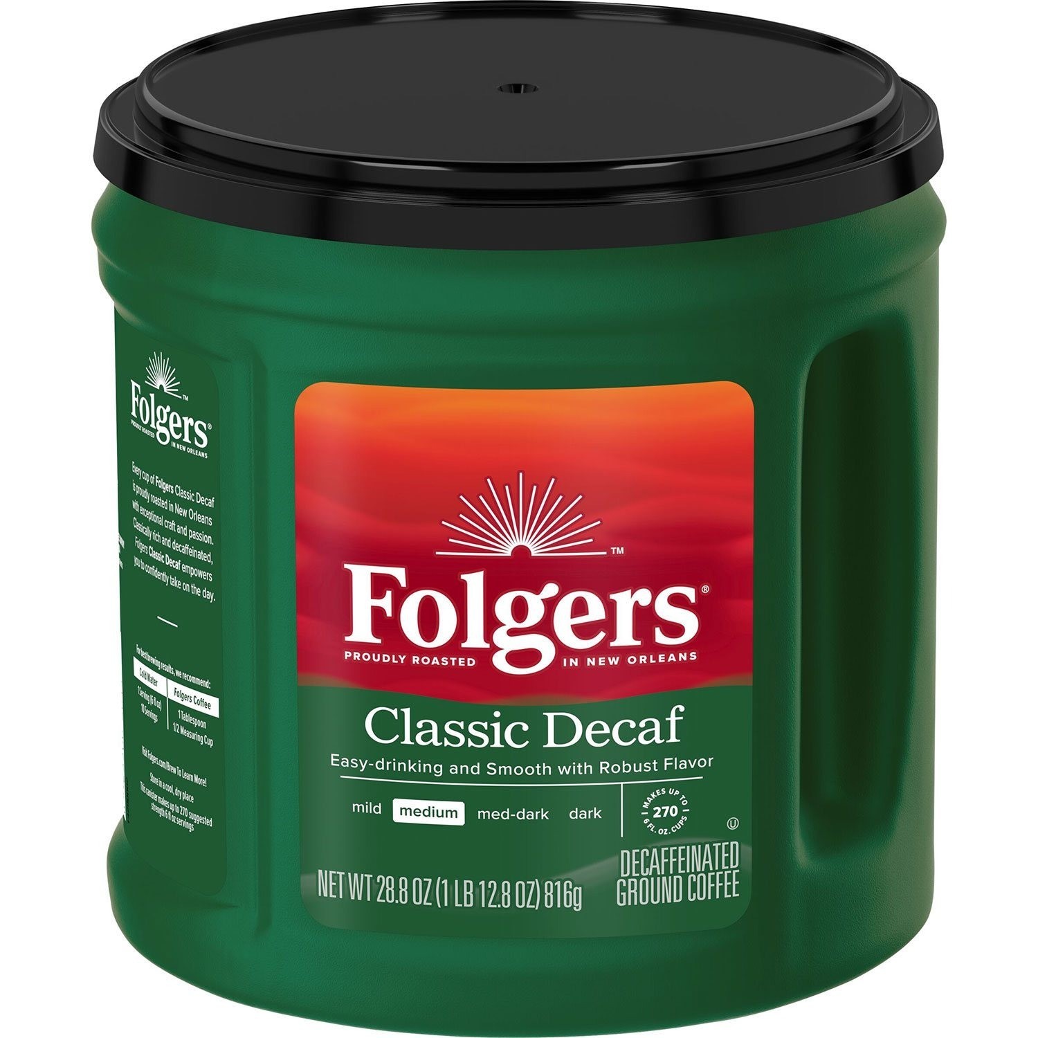Folgers Decaffeinated Classic Medium Roast Ground Coffee – 28.8 oz