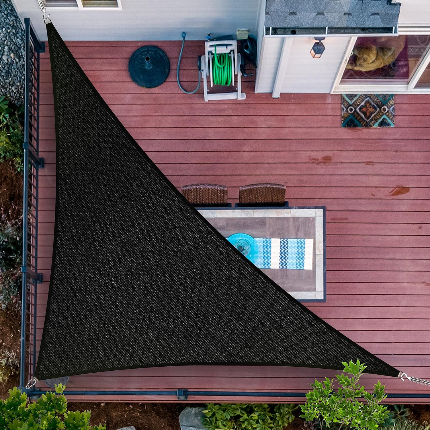 12′ X 14′ X 18.4′ Black Sun Shade Sail UPF50 Right Triangle SMTAPT10 Canopy Fabr