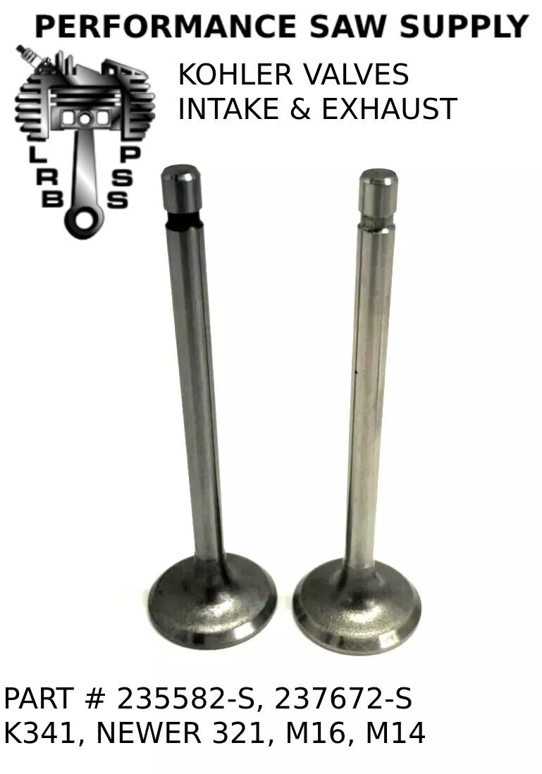 NEW INTAKE & EXHAUST VALVES SET, FITS KOHLER K321 K341 14HP 16HP M14 M16 ENGINES