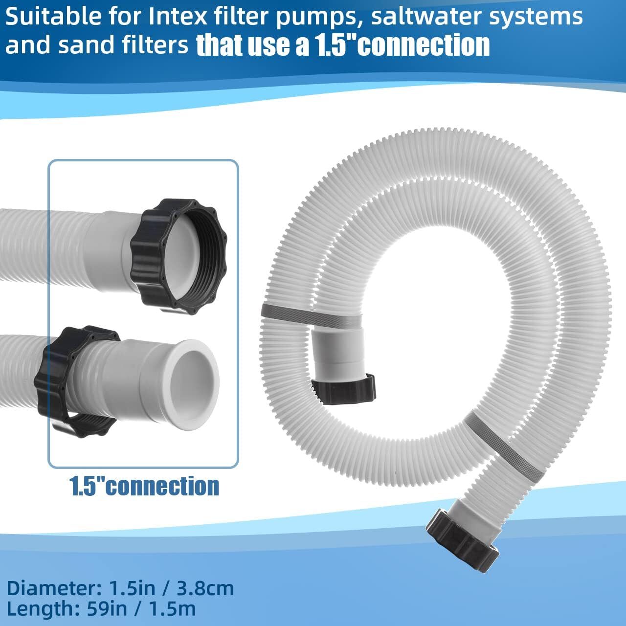 2Pack For Intex 1.5″ Diameter Accessory Pool Pump Replacement Hose – 59″ Long