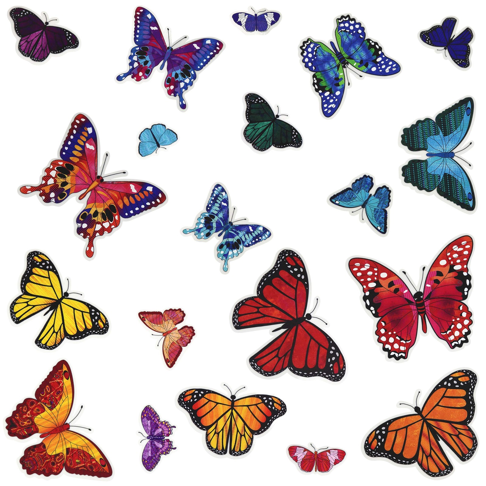 100-Count Static Cling Vinyl Window Decorations, Butterflies (5 Sheets of 20)