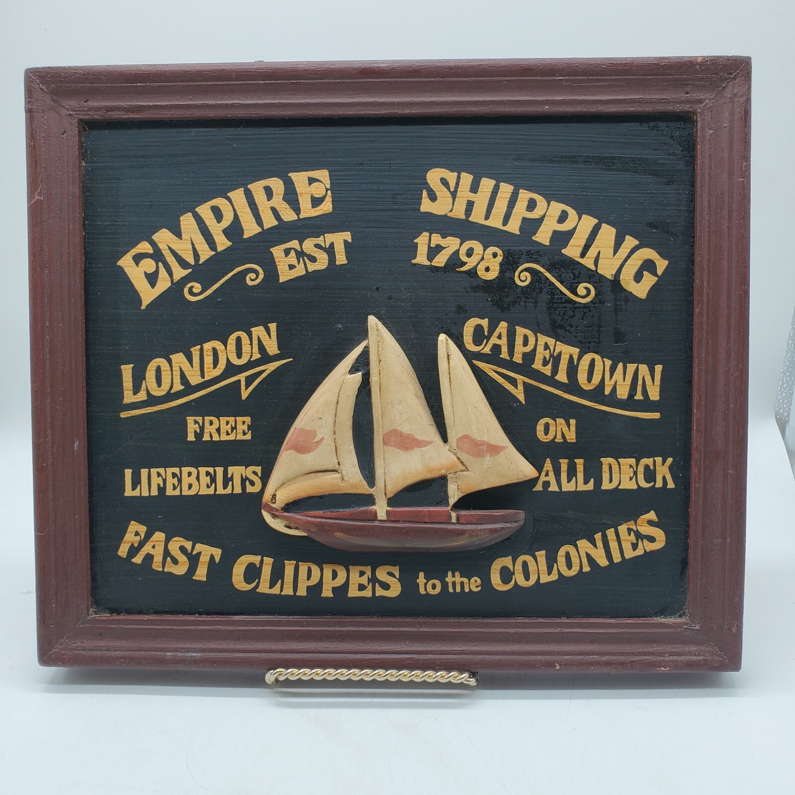 Empire Shipping, Fast Clippers To The Colonies Man Cave Carved Wooden Plaque