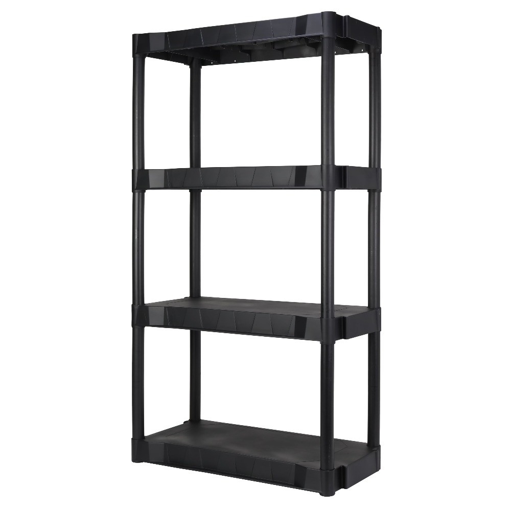 Hyper Tough Black Plastic 4-Tier Shelving Unit, 280 lb Capacity 56.2x30x13.8 In