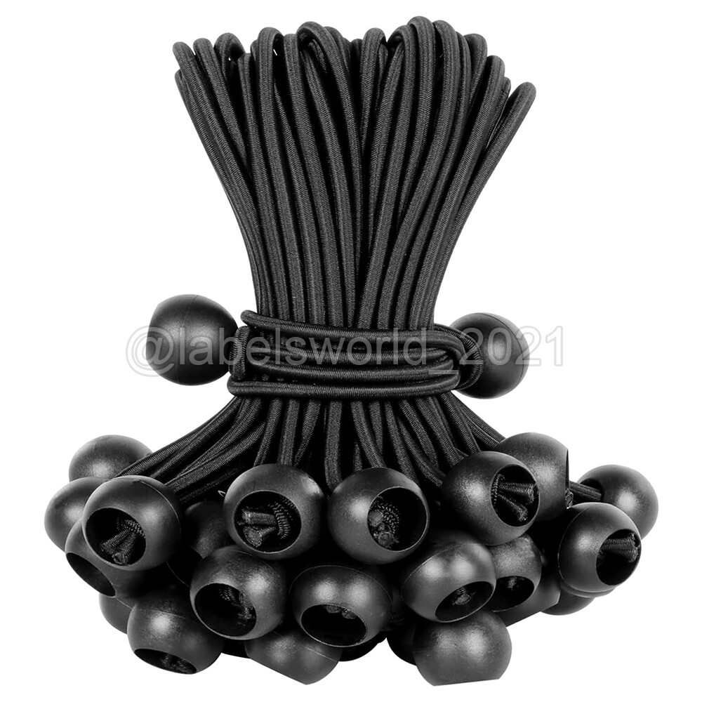 25-100 Pcs 6″ 9″ Black Ball Bungee Bungie Cord Canopy Tarp Tie Downs Straps US