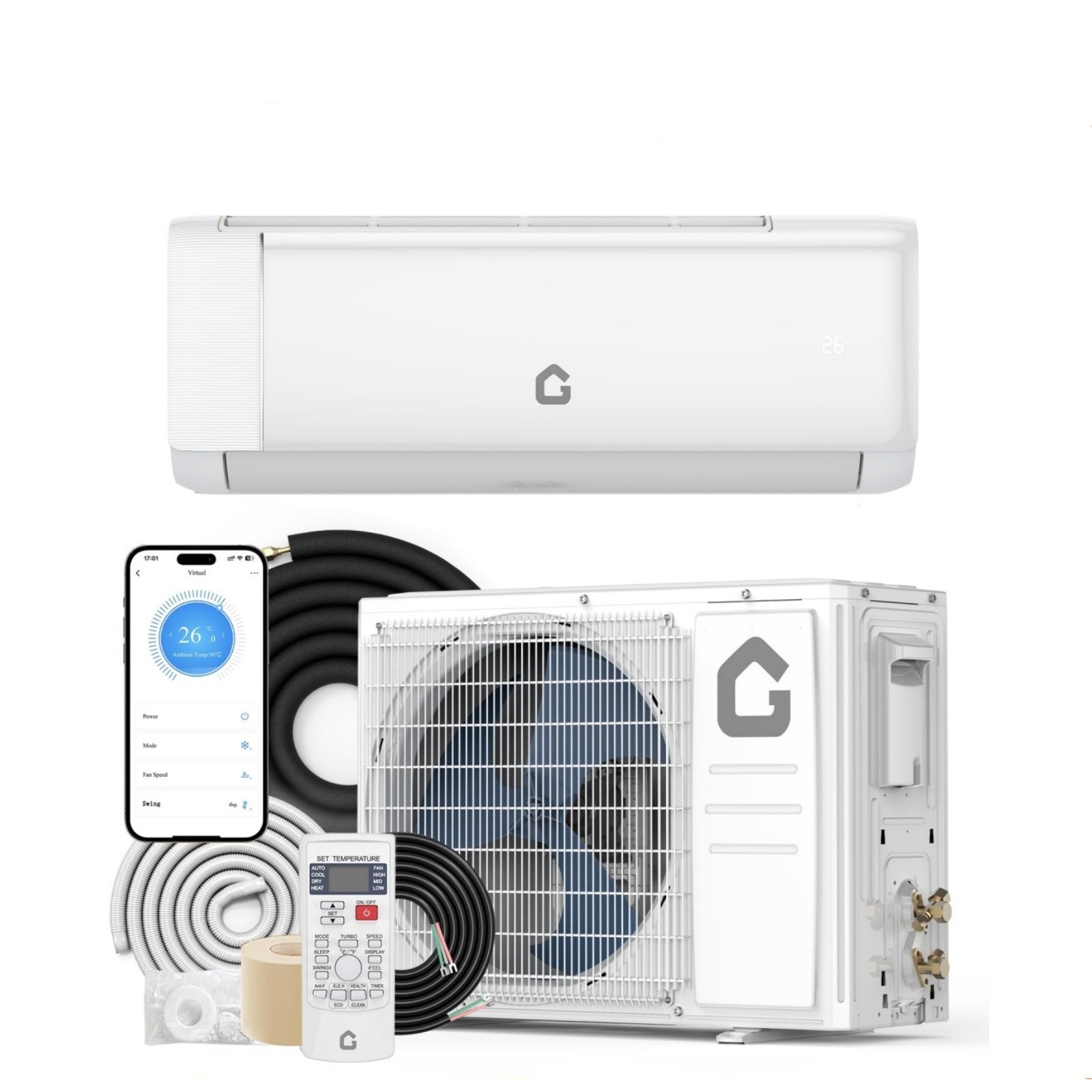 Mini Split Air Conditioner 9000 BTU Heating & Cooling Systems Up to 450 Sq.Ft