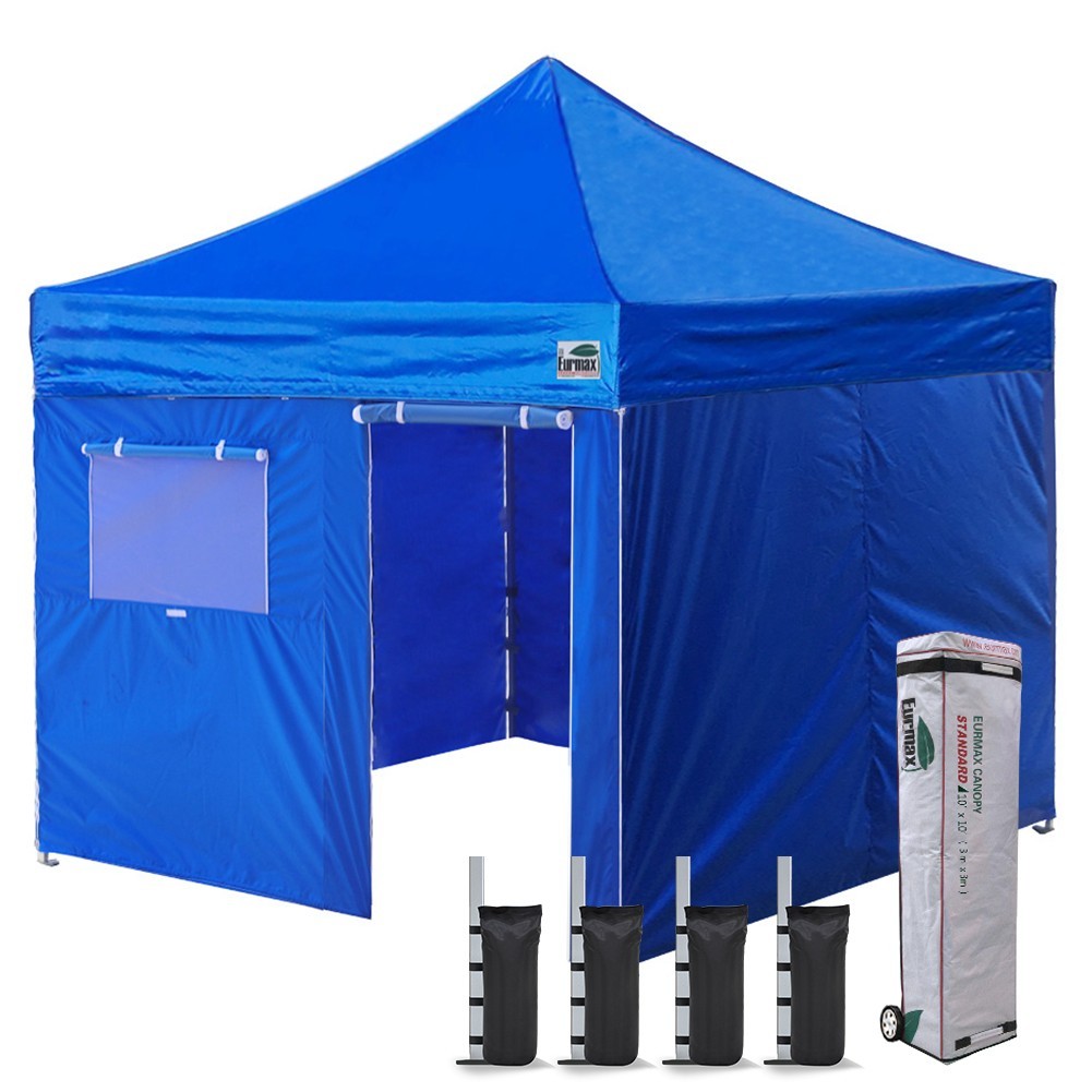 Eurmax 10×10 Pop Up Canopy Tent with 4 Removable Zipper End Side Walls