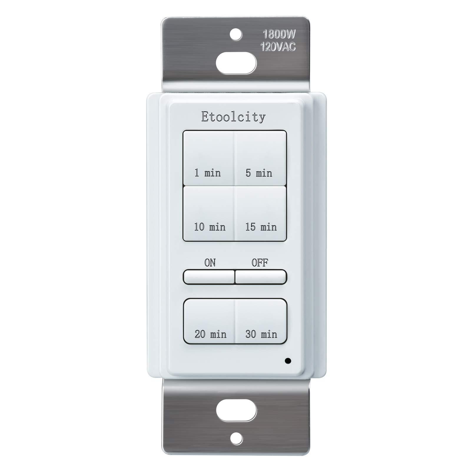 Countdown Timer Switch Bathroom Fan Timer 1-5-10-15-20-30 Min Preset in-Wall …