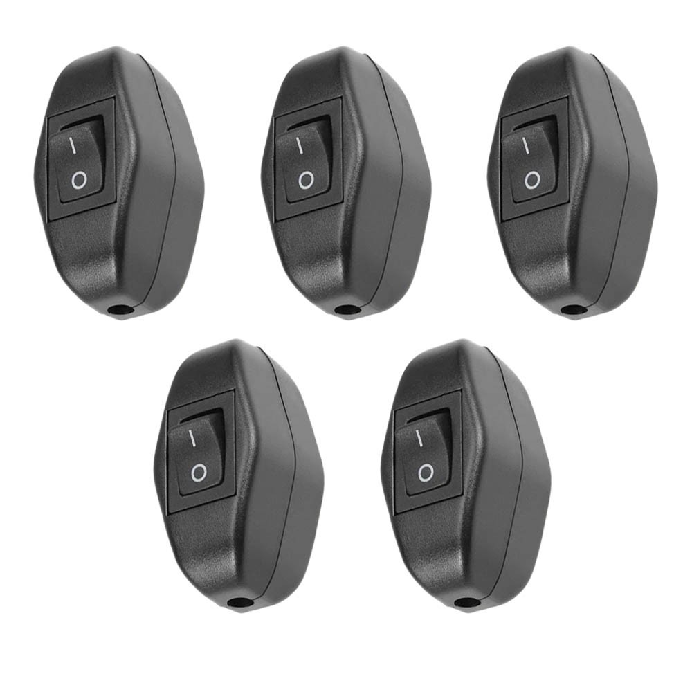 5Pcs Inline Cord Switch AC 250V 6A SPST On-Off Rocker Switch for Lamp Light NEW