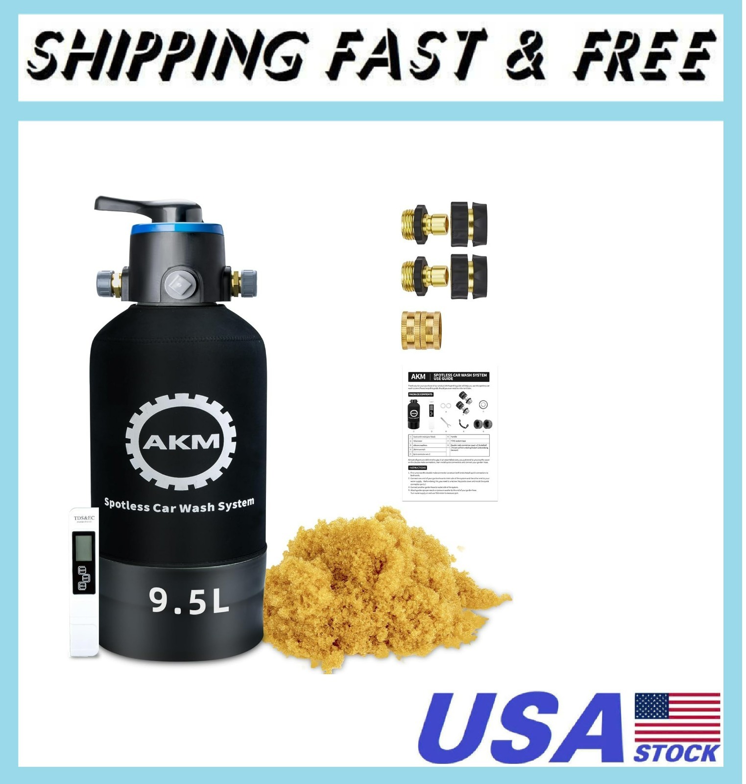 Spotless Water System for car wash,Pre-Filled with DI Resin, with Bypass, DI