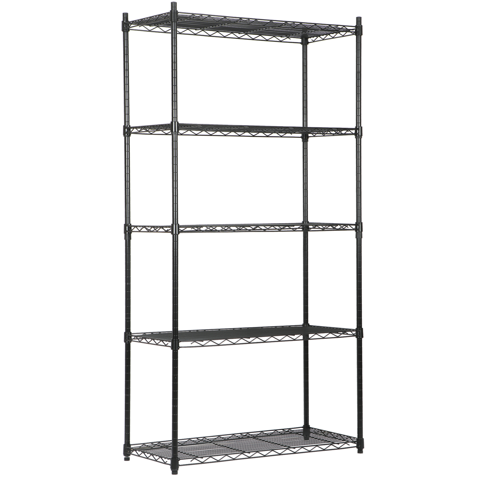5-Tier Wire Shelving Unit Rack Large Space Adjustable Storage Shelves Black