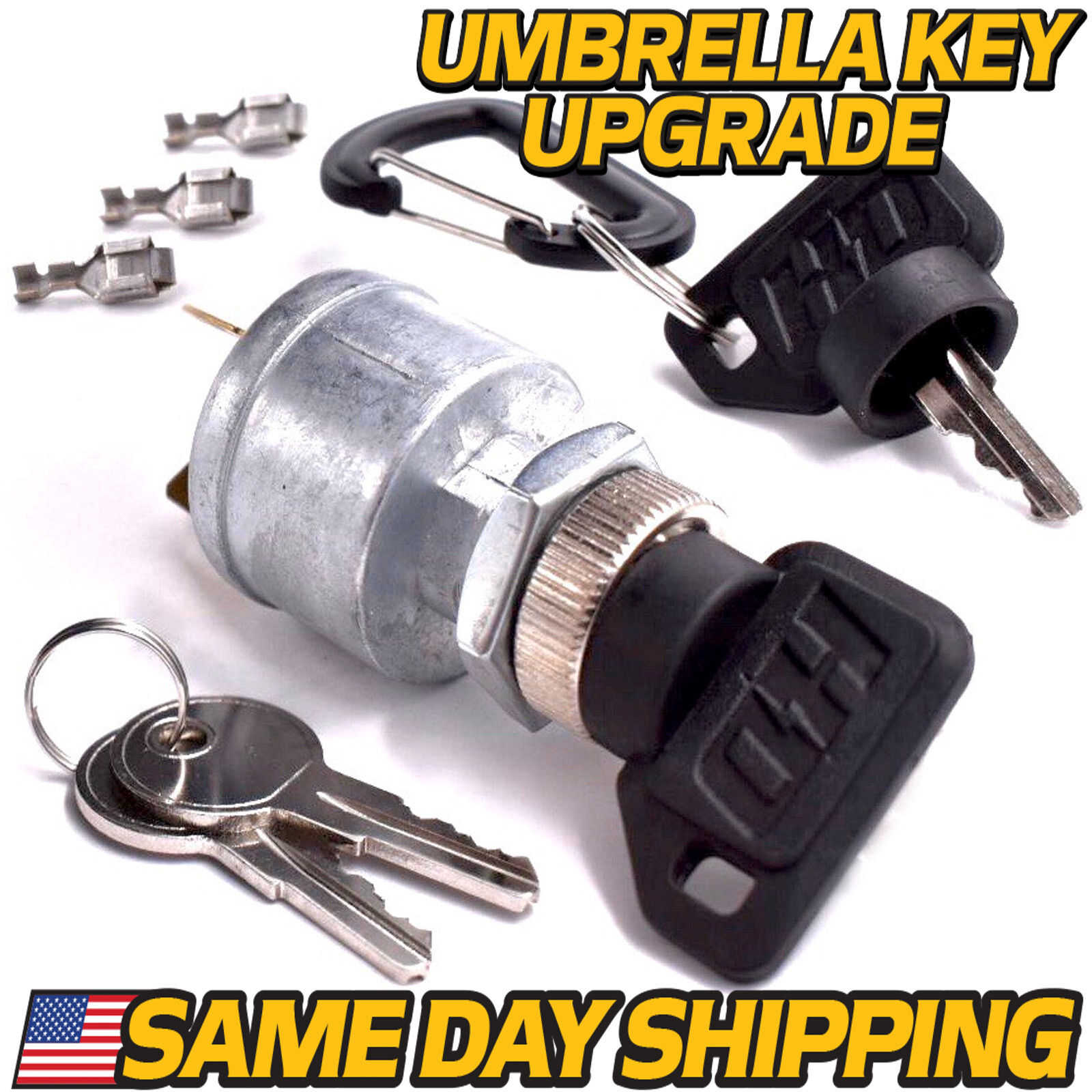 Ignition Switch Fits EZGO Golf Cart 17421G1, 2 Prong w/Terminals 4 KEYS