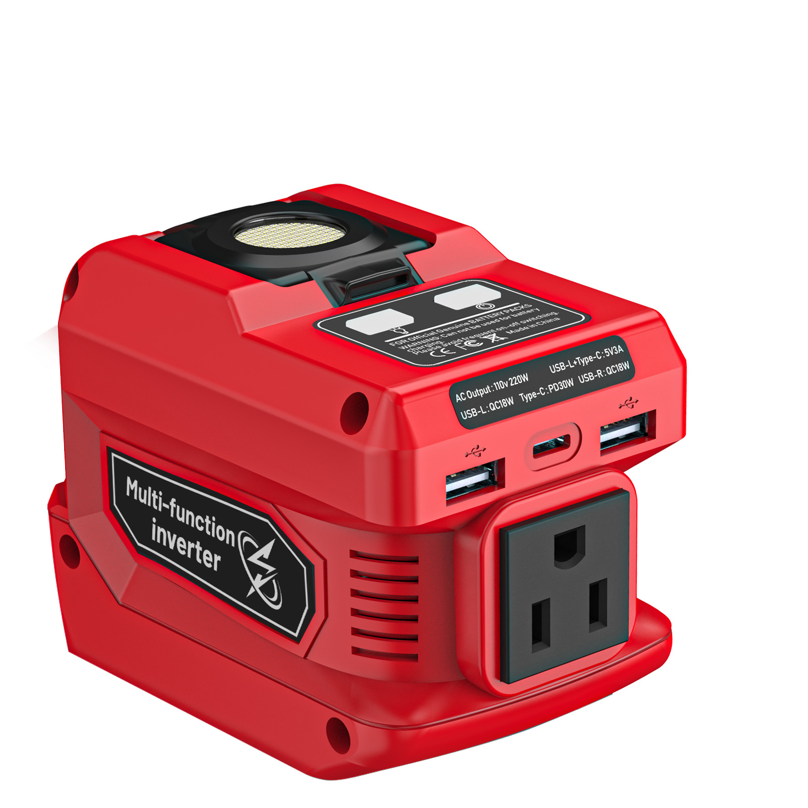 Power Inverter + Voltage Regulator Kit for Milwaukee 18V Battery 220W AC 300W DC