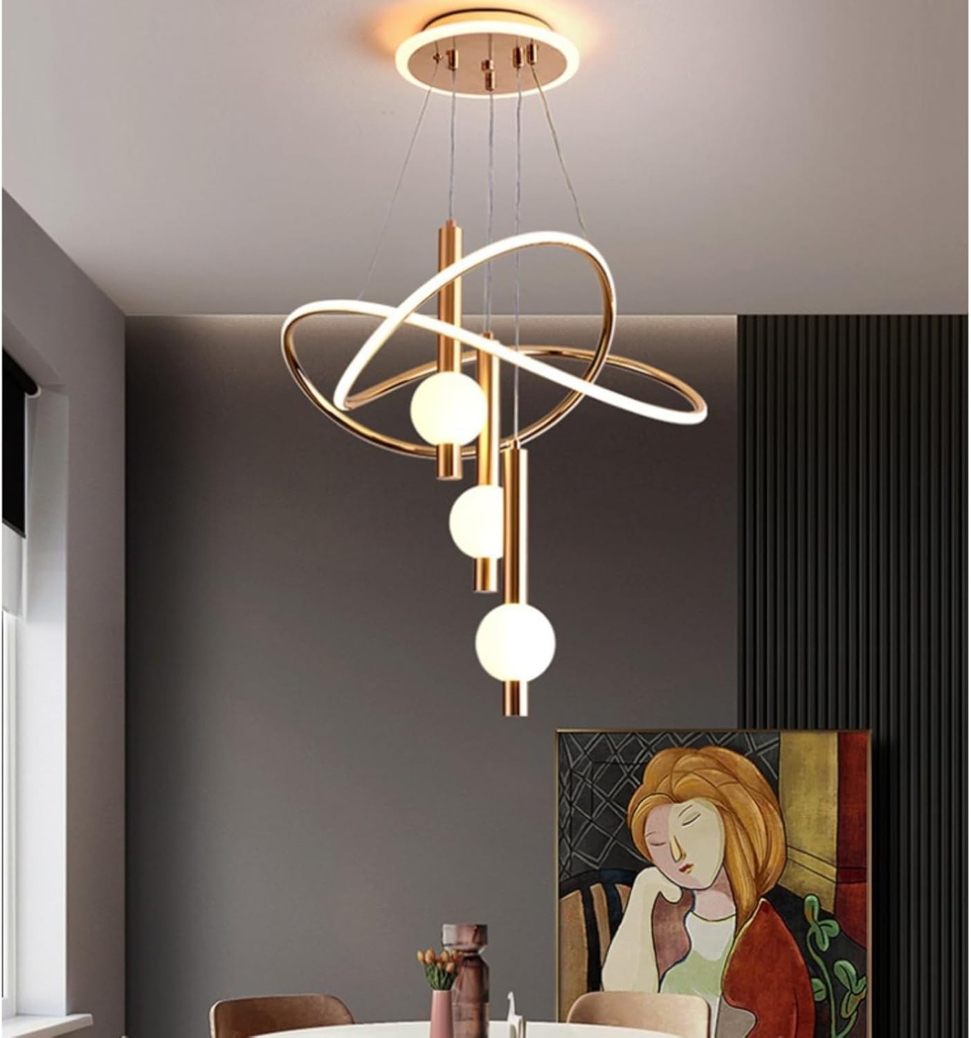 Creative Spherical Acrylic Pendant Light Fixture 3 color Hanging Light