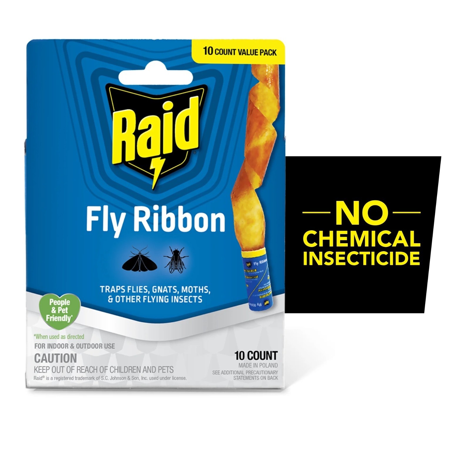 Raid Fly Ribbon Trap 10 Count 8-Pack Sticky Fly Paper Indoor Outdoor No Insectic