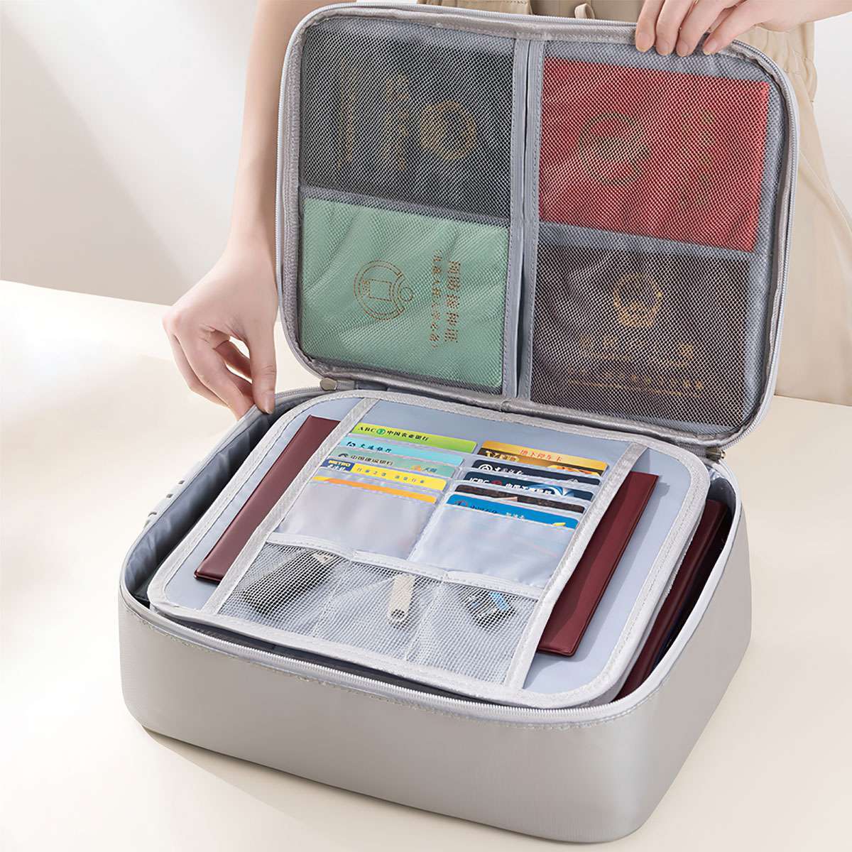 Fireproof Document Bag 13.8*10.2*4.7in Waterproof Safe Cash Money Pouch Storage