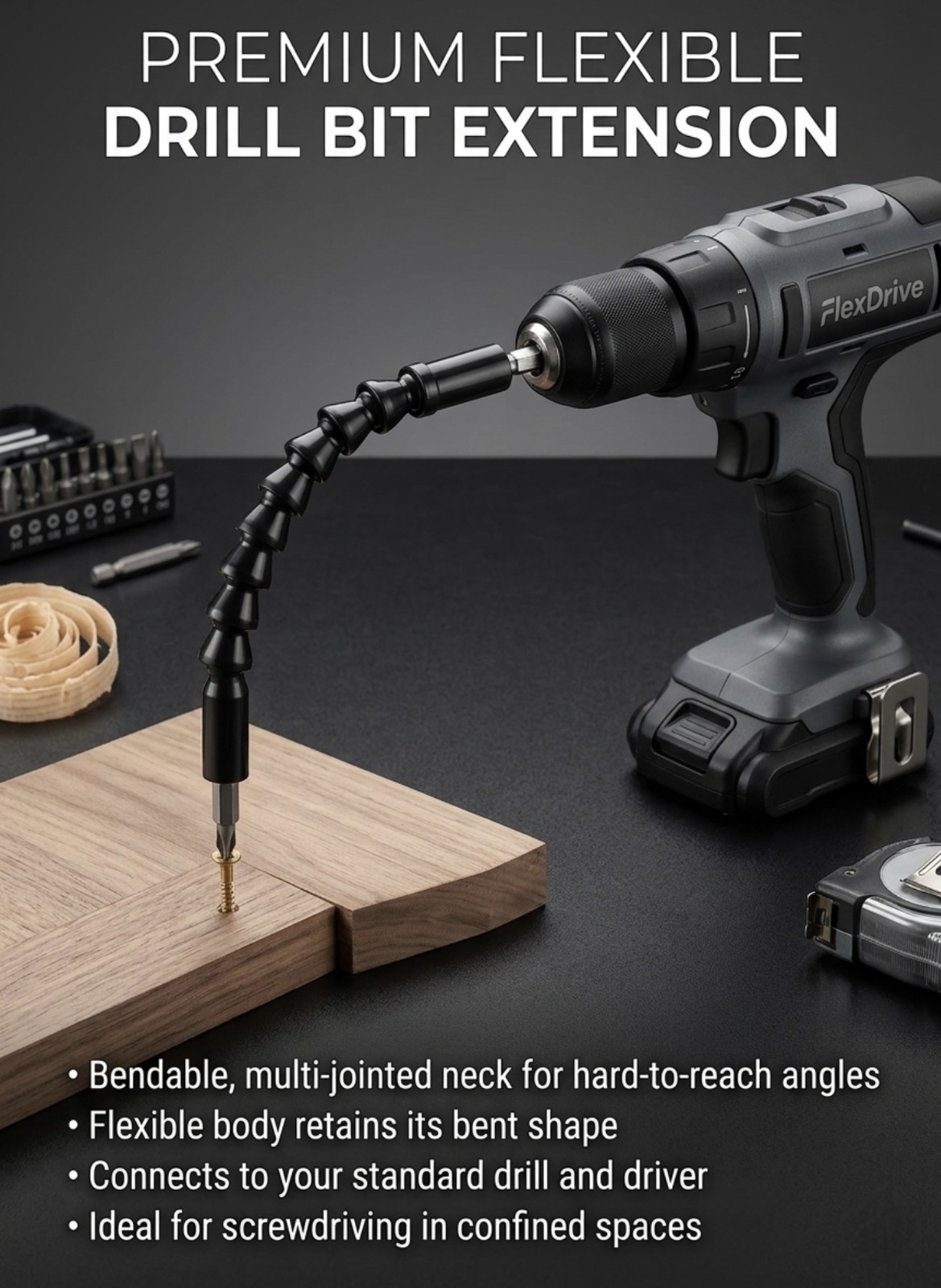 Bendable Drill Bit Extension with Magnetic Holders – Enhanced Tool Compatibility