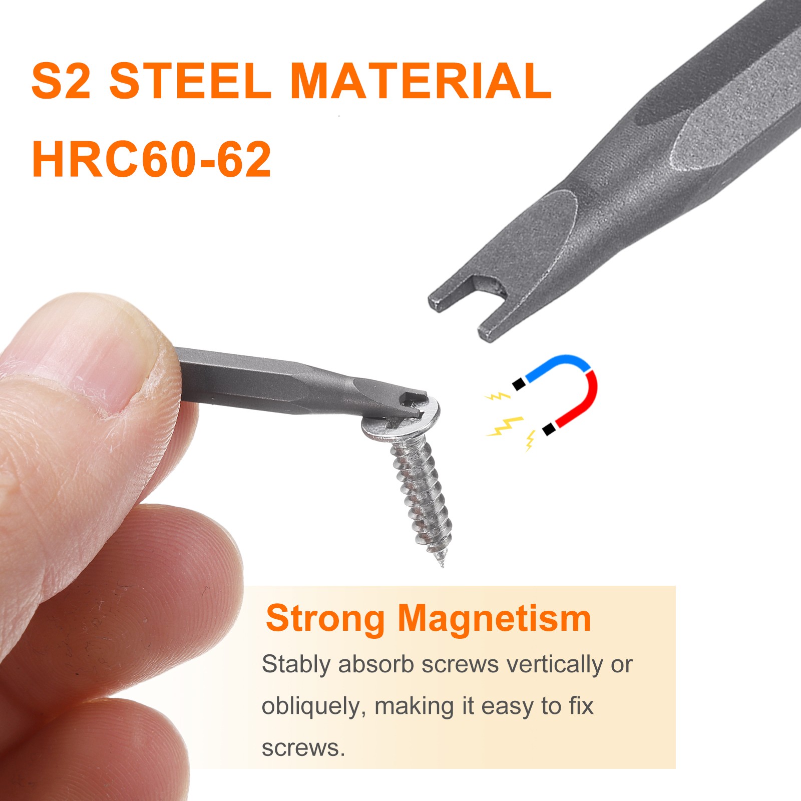 3pcs 2.0 Magnetic U-Type Screwdriver Bit 5/32″ Hex Shank 28mm Length S2 Steel