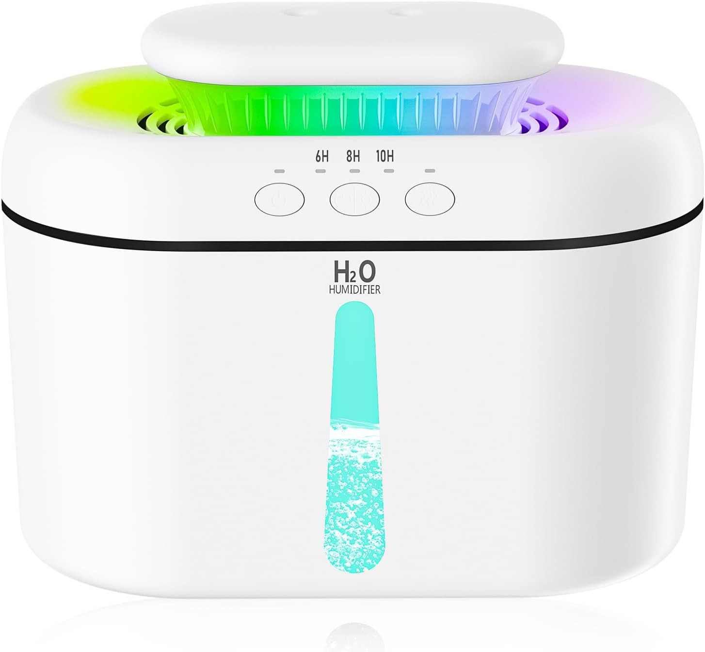 2L Cool Mist Humidifier USB Rechargeable Quiet 24Hr Auto Shut Off Night Light